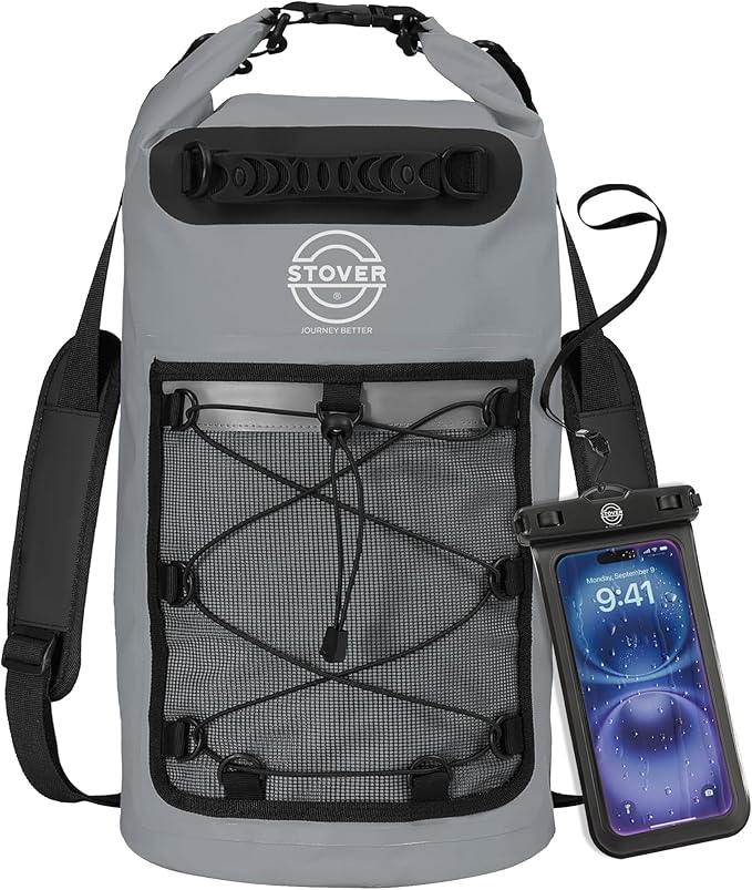 STOVER 5/10/25/30/40/55L Waterproof Backpack- Floating Dry Bag for Kayaking, Travel, Beach, Hiking, & Camping, Men/Women-StrideForce Fitness