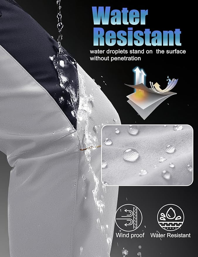 MAGCOMSEN Men's Snow Ski Pants Fleece Lined Water Resistant Winter Pants with 4 Zip Pockets for Snowboard Hiking Outdoor