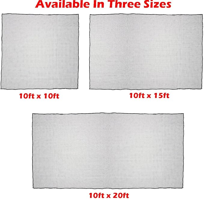 10ft, 15ft, 25ft Sports Practice Netting Sturdy Net Hitting Throwing Pitching Net 150LB Impact Hit Tested Nylon Mesh Netting for Golf, Baseball, Softball, Hockey, Soccer, LAX-StrideForce Fitness