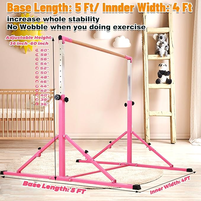 4FT/5FT Gymnastic Bar Set Gymnastics Horizontal Bar Gymnastics Kip Bar for Kids Home Use-StrideForce Fitness