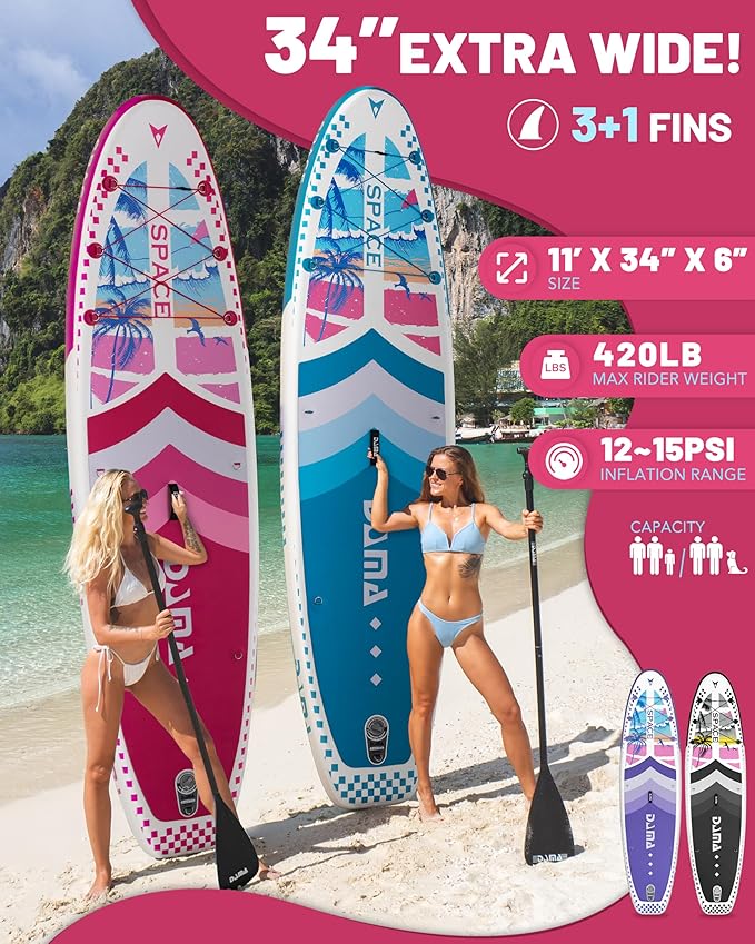 DAMA 11'*34"*6" Inflatable Paddle Board, Paddle Boards for Adults,Sup,Lightweight and Durable, Easy to Inflate, Versatile in Style, Fully Functional, Equipped w/High Grade Accessories.-StrideForce Fitness