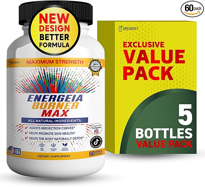 Energeia Burner Max, Natural Supplement, 60 Capsules, All Natural Ingredients, Vegan, Gluten Free (5)-StrideForce Fitness