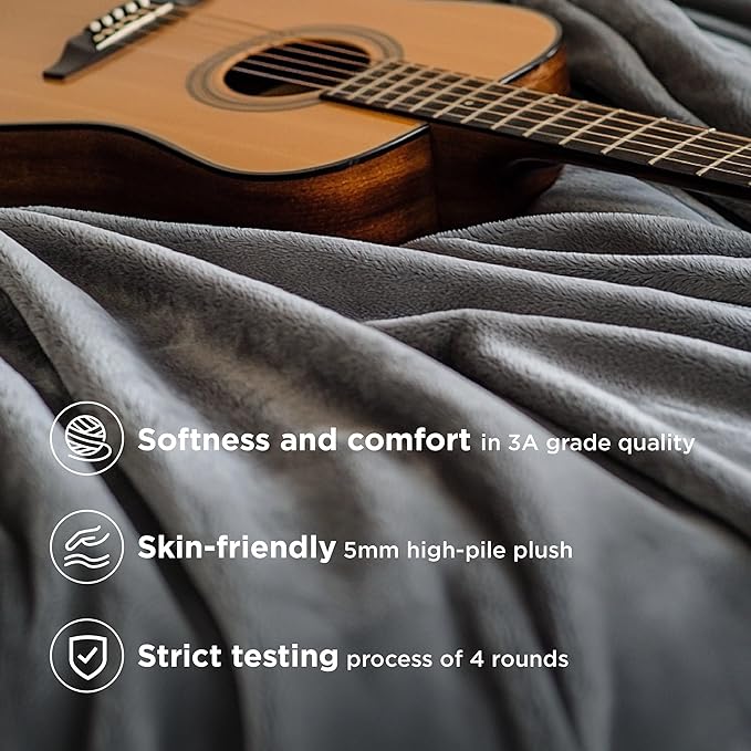 Bedsure Fleece Blanket Twin Blanket Grey - 300GSM Soft Lightweight Plush Cozy Twin XL Blankets for Bed, Sofa, Couch, Travel, Camping, 66 inch X 90 inch-StrideForce Fitness