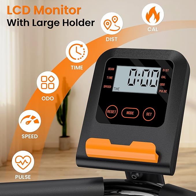 Recumbent Exercise Bike for Home Use, Quiet Recumbent Stationary Bikes for Adults & Seniors, 16-Level Resistance, Adjustable Seat, Supports 400LB, Pulse Sensors & LCD Display-StrideForce Fitness