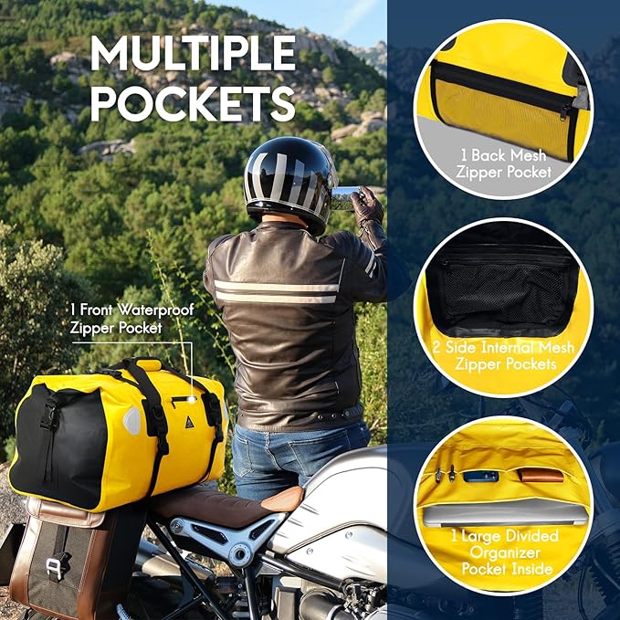 Haimont Waterproof Duffel Bag Roll-top Dry Duffel Bag with Quick-fixed Straps for Motorcycling, Rafting, Boating, SUP, Kayaking, Travel, 50L/70L-StrideForce Fitness