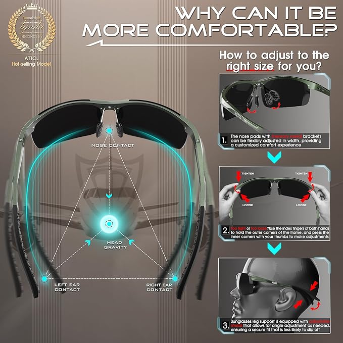 ATTCL Men's Sports Polarized Sunglasses Men for Driving running Fishing Golf - UV Protection Sun glasses Metal Frame-StrideForce Fitness