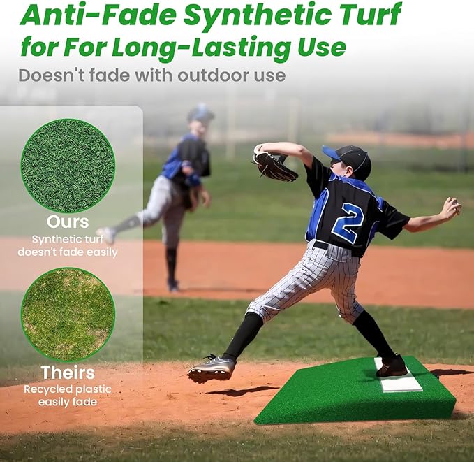 4" Pitching Mound, Baseball Pitcher's Mound with Carry Handle and Regulation Pitching Rubber, Baseball Pitching Training Equipment 30x30x4 Inch for Indoor and Outdoor-StrideForce Fitness