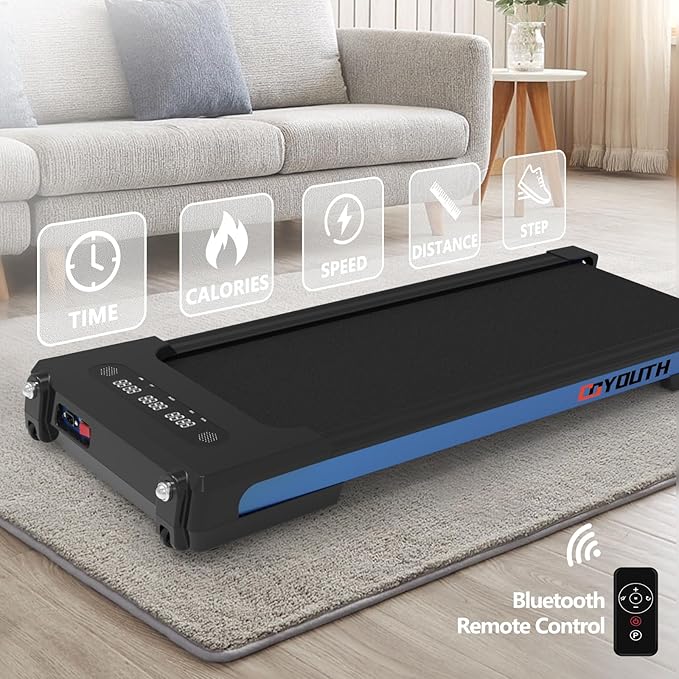 GOYOUTH 2 in 1 Under Desk Electric Treadmill Motorized Exercise Machine with Wireless Speaker, Remote Control and LED Display, Walking Jogging Machine for Home/Office Use-StrideForce Fitness