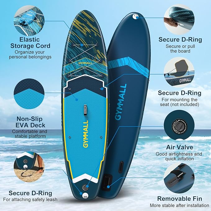 Paddle Board, Inflatable Stand Up SUP Paddle Boards for Adults & Youths of All Skill Levels, Wide & Non-Slip Deck Design Blow Up Paddleboards with Premium Accessories & Storage Bag-StrideForce Fitness
