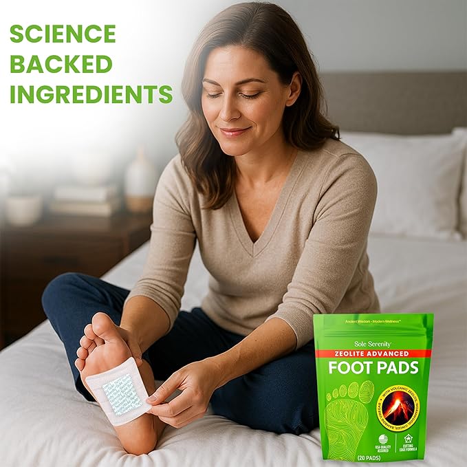 Sole Serenity Foot Pads - Zeolite Mineral, Ginger Root, Wormwood, Bamboo Vinegar, Foot Spa for Achy Feet - 20 Pads-StrideForce Fitness