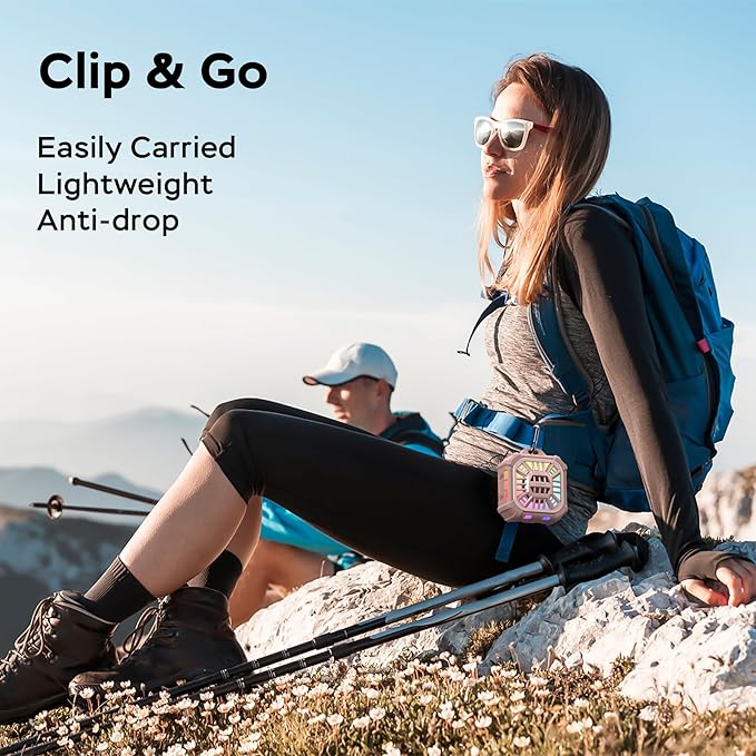 INSMY IP67 Waterproof Bluetooth Speaker, Shower Speaker Portable Small Clip-on, Multi Sync 100+ Speakers, Big Volume Booming Bass, 24H Playtime/Floatable/RGB Lights for Outdoor/Kayak/Beach(Pink)-StrideForce Fitness