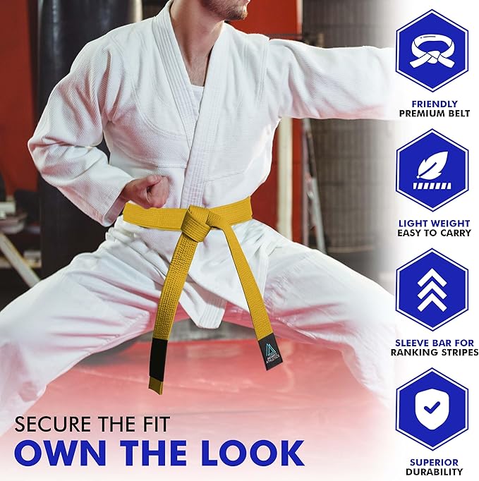 BJJ Belt for Men & Women Brazilian Jiu Jitsu Belt with Ranking Stripes Sleeve Bar Kids Jiu Jitsu Gi Belt-StrideForce Fitness