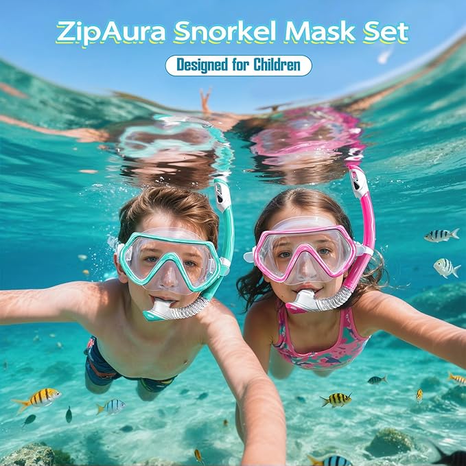 Snorkeling Gear for Kids, Kids Snorkel Set for Ages 3-14, Anti-Fog Diving Mask and Dry Top Snorkel Combo Set, Unisex Swimming Goggles-StrideForce Fitness