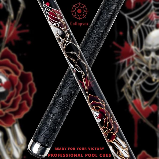 Collapsar CBP Pool Stick with 1X1 Hard Case,13mm Tip with Low Deflection Technology Billiard Cue,58" 2-Pieces 19-21 oz Professional Pool Cue Set-StrideForce Fitness