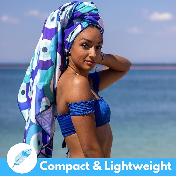 ECCOSOPHY Microfiber Beach Towel - Sand Free Towels are Quick Dry, Light Weight, Super Absorbent - Perfect Pool, Travel, Cruise, Camping Essentials - Oversized Extra Large for Adults 71x35 in-StrideForce Fitness