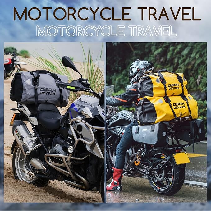 Waterproof Duffel Bag - Motorcycle Dry Bag Tail Bag with Large Storage Space, Waterproof Luggage Duffle Bags with Outer Mesh Zipper Pocket for Camping, Kayaking, Fishing & Traveling-StrideForce Fitness