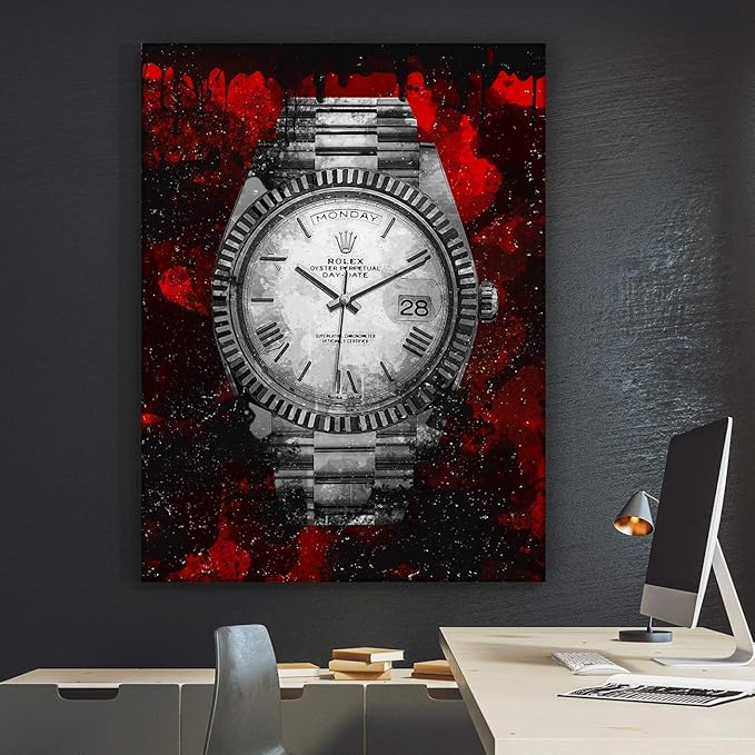 Luxury Watch Canvas Print Office Wall Decor Modern Art Pop Culture Decoration Inspiration Clock Timer Prints Framed Arts Walls Furniture (36" x 24")-StrideForce Fitness