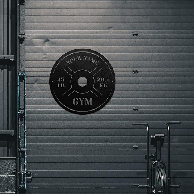 Personalized Home Gym LED Tin Metal Sign Multiple Sizes, Weight Lifting Exercise Workout Room Training Fitness Center Motivational Inspirational Quotes Decor Wall Art Hanging Accessories (06 w/o LED)-StrideForce Fitness