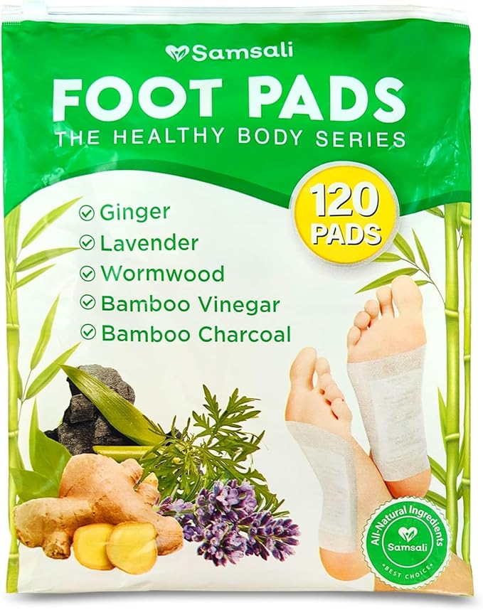 Ginger Foot Pads for Pain Relief: 120-Pack Natural Bamboo Vinegar Bamboo Charcoal Wormwood Lavender Ingredients Foot Patches - Comfort for Stress Relief Relaxation - Ideal for Adults Elderly-StrideForce Fitness