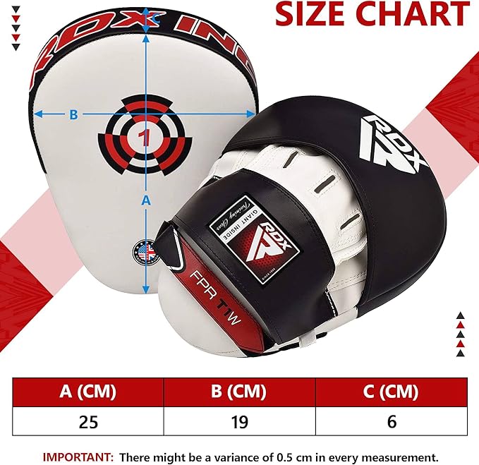 RDX Boxing Pads Focus Mitts, Maya Hide Leather Curved Hook and Jab Target Hand Pads, Great for MMA, Kickboxing, Martial Arts, Muay Thai, Karate Training, Padded Punching, Coaching Strike Shield-StrideForce Fitness