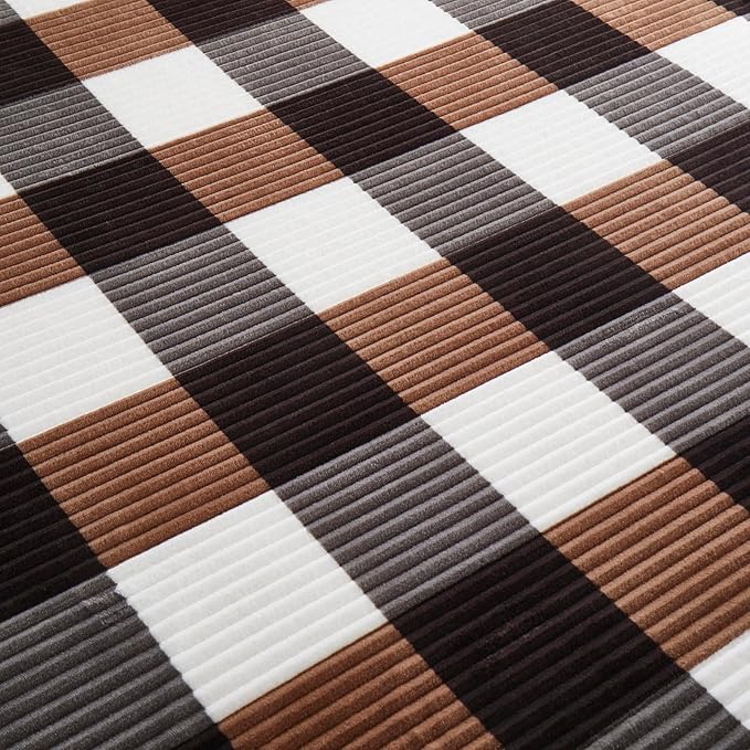 PU MEI Sherpa Blanket Twin Plaid Thick Bed Blanket, 60”*80” Super Soft Flannel Fuzzy Fleece Reversible Velvet Plush Warm Blanket for Couch(Brown-Check, 60"*80")-StrideForce Fitness