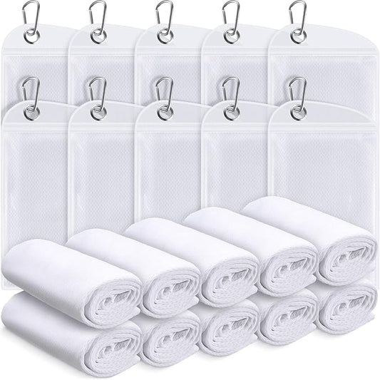 20 Pcs Cooling Towel 40" x 12" Ice Towel for Neck and Face Microfiber Chilly with Bag Breathable Yoga Gym Stay Cool Towels Sweat Rag for Workout Running Camping Pilates Beach Accessories (White)-StrideForce Fitness