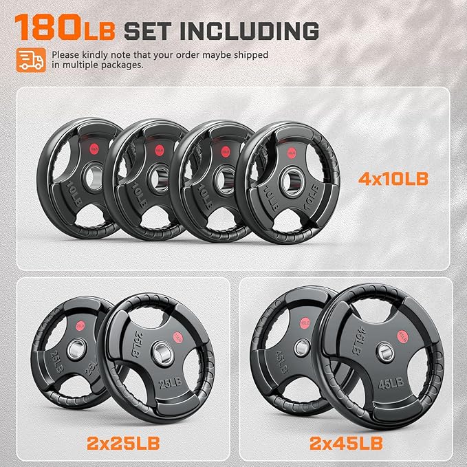 XDDIAS Rubber Weight Plates for Barbell, 2-Inch Olympic Grip Plate for Strength Training, Weightlifting and Bodybuilding in Home & Gym, Solid Cast Iron Weight Plates Pair and Sets-StrideForce Fitness