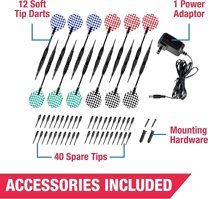 MD Sports Dartboard Cabinet Multiple Styles Electronic Dartboard With Digital X/O Cricket Scorekeeping and Dart Set, Perfect for Cricket Games-StrideForce Fitness