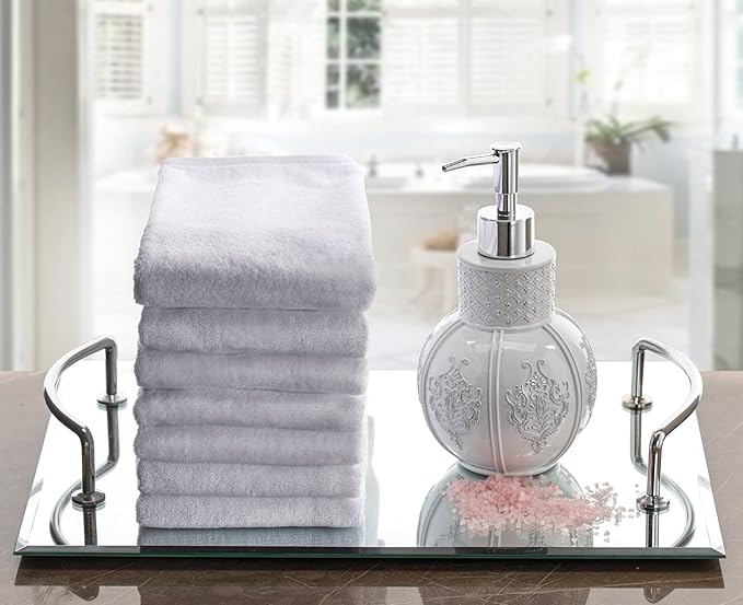 Creative Scents 100% Cotton Velour Fingertip Towels - 4 Pack 11 by 18 Inch – Decorative, Extra Absorbent and Soft Face Towel, Ideal for Bathroom and Powder Room (White)-StrideForce Fitness