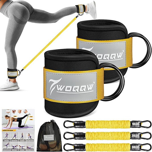 Ankle Resistance Bands with Cuffs, Ankle Bands for Working Out, Glutes Workout Equipment, Butt Exercise Equipment for Kickbacks Hip Fitness Training, Legs Resistance Bands for Women & Men
