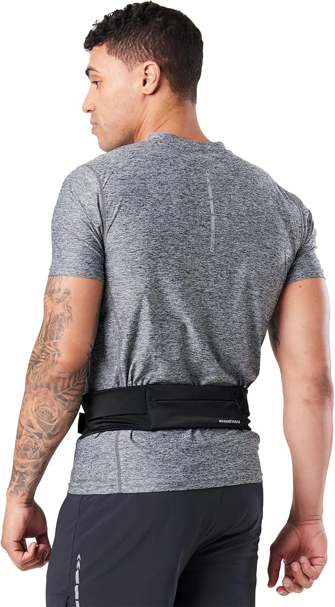 Nathan Running Belt Adjustable Fit Zipster, Zippered, Weather-Resistant Pocket & Two Quick-Stash Pockets for Running Gear, Running Fanny Pack, Walking, Hiking, Gym-StrideForce Fitness