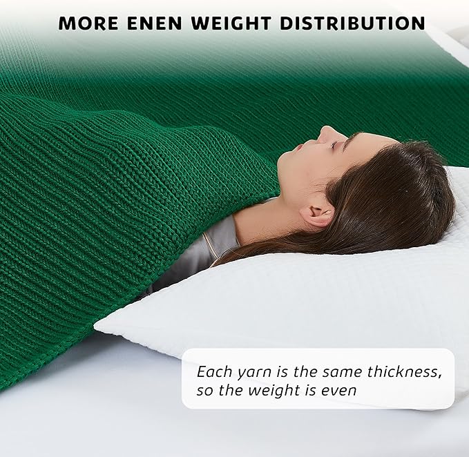 L'AGRATY Knitted Weighted Blanket - 48"x72" 15lbs Cooling Chunky Knit Heavy Blanket for Adults Braided Crochet Throw Thick Cable Yarn Knit Decorative No Beads Evenly Weighted Machine Washable-StrideForce Fitness