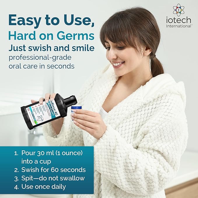 ioRinse AC Anticavity Fluoride Mouthwash - Alcohol-Free Molecular Iodine Mouth Wash Fights Tooth Decay & Protects Enamel - Safe Mint Rinse for Sensitive Mouths - Potent Bad Breath Protection 16 oz