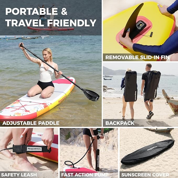 Napatron Family Inflatable Stand Up Paddle Board, Sup,Stable Wide Design,350LBS Capacity,Complete Paddle Board Package with Fast Action Pump,Leash,Ideal for Beginners/Youth & AllSkill Levels-StrideForce Fitness