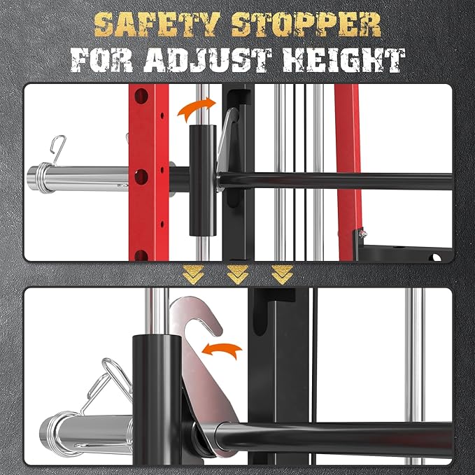 Smith Machine,2200 LBS Squat Rack for Home Gym with Dual Pulley System,Multifunctional Power Rack Cage for Strength Training with More Attachments-StrideForce Fitness