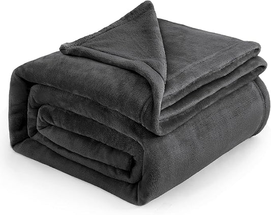Bedsure Fleece Blankets King Size Dark Grey - Bed Blanket Soft Lightweight Plush Cozy Fuzzy Luxury Microfiber, 108x90 inches-StrideForce Fitness