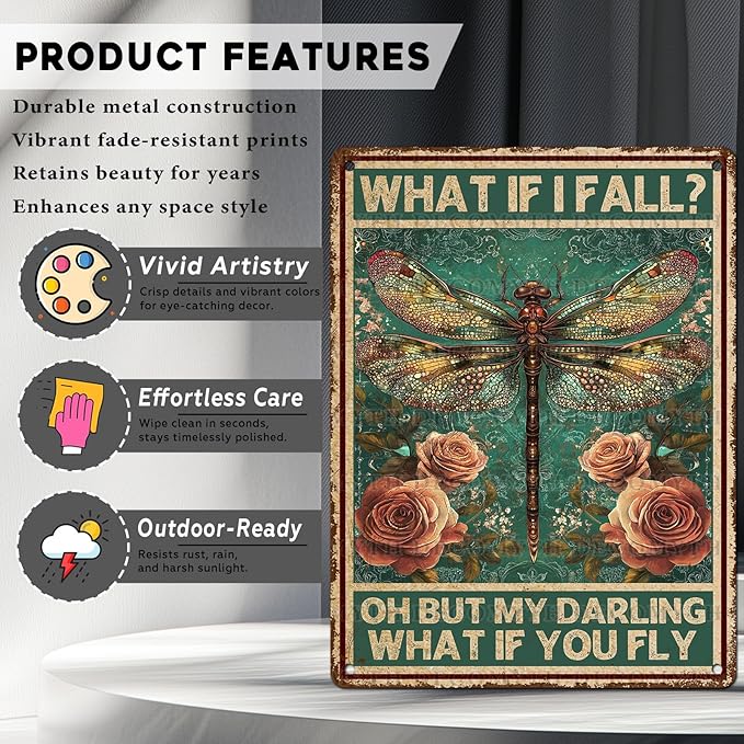 Vintage Tin Sign What If You Fly Tin Sign Metal Wall Decor for Home Office Kitchen Bar Cafe Garden Wall Decor 12 * 16inch-StrideForce Fitness