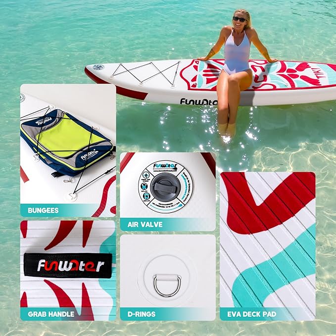 FunWater Inflatable Ultra-Light Stand Up Paddle Board for All Skill Levels with Premium SUP Paddleboard Accessories,Non-Slip Comfort Deck for Youth & Adults-StrideForce Fitness