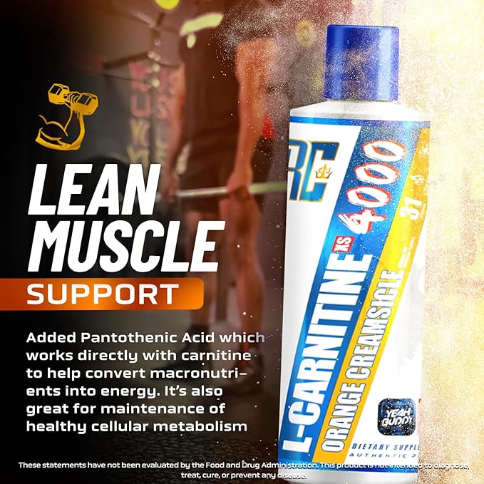 Ronnie Coleman Signature Series L Carnitine XS 4000 Liquid, Stimulant Free, Sugar Free, Zero Carbs, Lean Muscle Strength Support for Men & Women, 16 Oz (16 oz, Orange Creamsicle (4000))-StrideForce Fitness