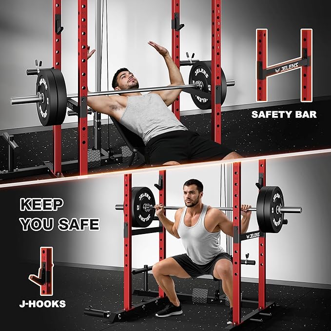 S21 Power Cage, Multi-Function Power Rack with Adjustable Cable Crossover System, 2000LBS Squat Rack for Home Gym with More Training Attachments-StrideForce Fitness