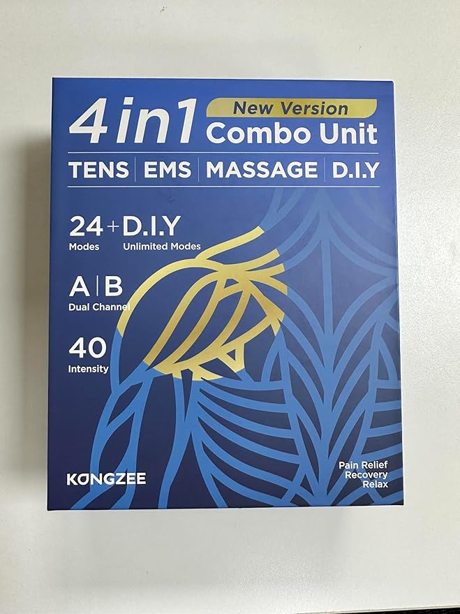 4 in 1 - D.I.Y & Tens Unit & EMS & Massage Muscle Stimulator, Dual Channel TENS Units Therapy Machine for Pain Relief, FDA Cleared Rechargeable Electronic Pulse Massager,with 12pcs Electrode Pads-StrideForce Fitness