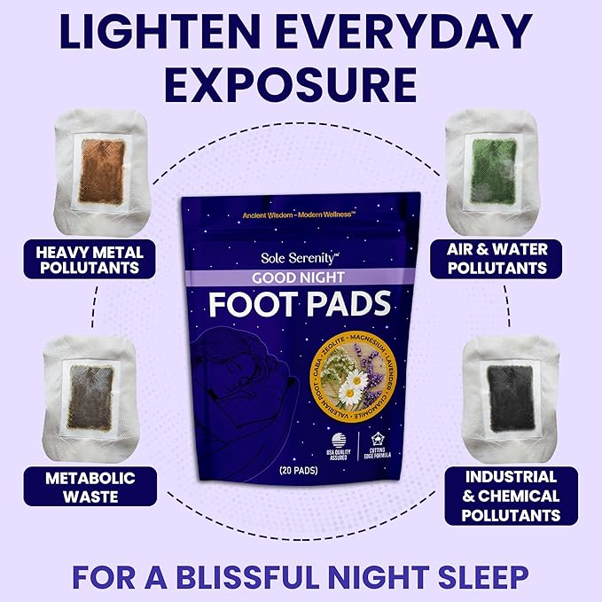 Sole Serenity Foot Pads - Zeolite Mineral, Ginger Root, Wormwood, Bamboo Vinegar, Foot Spa for Tired Feet (Good Night - 2 Pack)-StrideForce Fitness