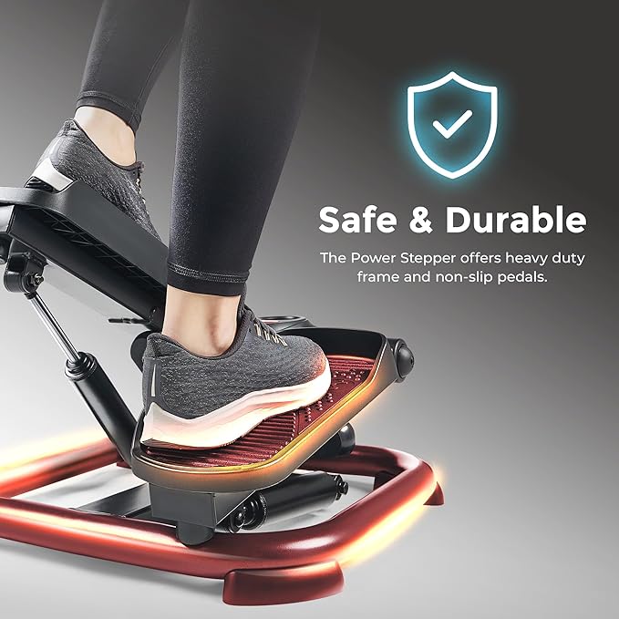 Sunny Health & Fitness 2-in-1 Premium Power Stepper with Resistance Bands, Low-Impact Cardio, Space-Saving, Height-Adjustable, with Enhanced Bluetooth Connectivity with Free SunnyFit App-StrideForce Fitness