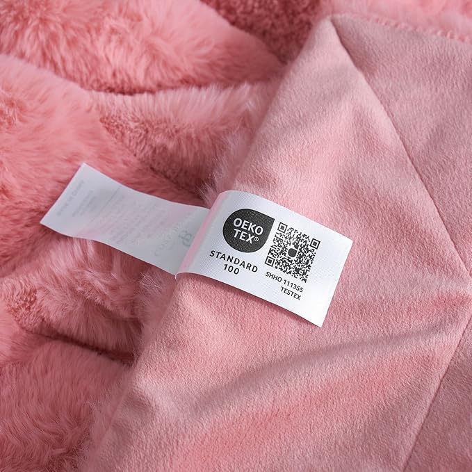 Cozy Bliss Faux Fur Throw Blanket for Couch, Cozy Warm Plush Striped Blanket for Sofa Bedroom Living Room, 90 * 90 Inches Hot Pink-StrideForce Fitness