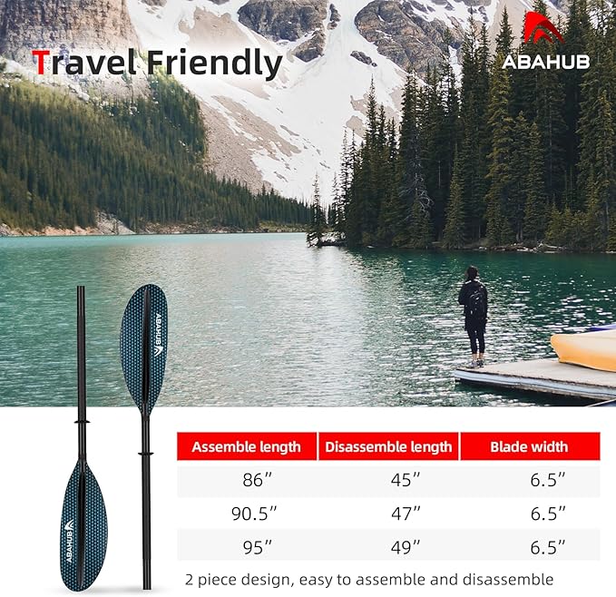 Abahub Kayak Paddle, 90.5 Inches Kayaking Oars for Boating, Canoeing with Free Paddle Leash, Aluminum Alloy Shaft Black/Blue/Green/Orange/Yellow Plastic Blades-StrideForce Fitness