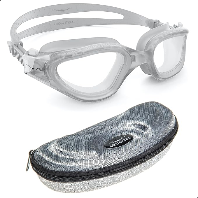 AqtivAqua Swimming Goggles, DX Wide View Swim Goggles for Adult Men Women, Anti Fog No Leaking-StrideForce Fitness