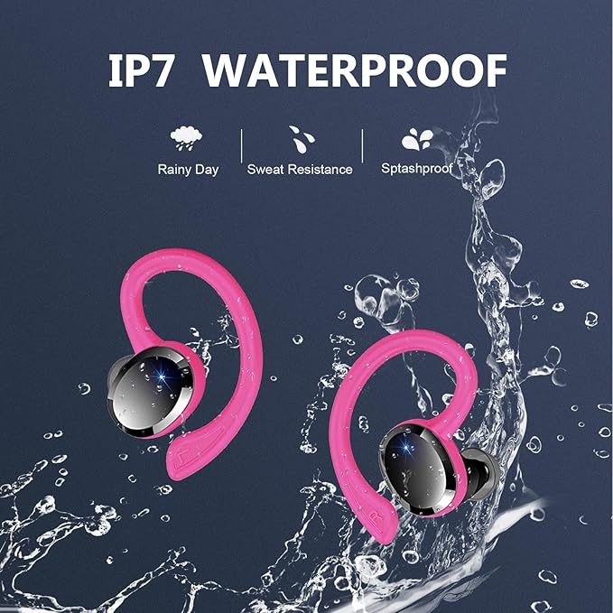 Wireless Earbuds Sport Bluetooth Headphones 5.4, 2025 Bluetooth Earbuds 4 HD Mic, Over-Ear Buds with Earhooks ENC Noise Canceling Earphones, 48Hrs Stereo, IP7 Waterproof Headset for Workout/Running-StrideForce Fitness