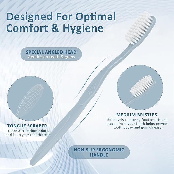 Bulk 80-Pack Individually Wrapped Toothbrushes with Tongue Scraper | Travel Toothbrush Set for Adults | Soft Bristles, Hygienic Dental Care for Hotels, Home, Events (Multi-Colored)
