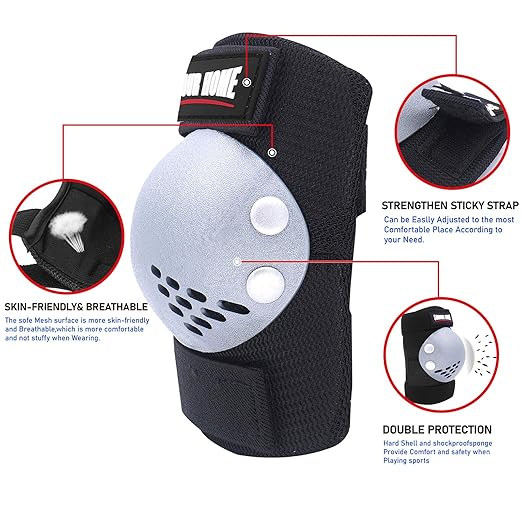 Youth/Kids Knee Pads Elbow Pads Wrist Guards Protective Gear Set for 3-15 Years Child Roller Skates, Skateboard, Cycling, Inline Skating, BMX Bike, Balance Bike, Scooter Riding and Other Outdoor Sports-StrideForce Fitness