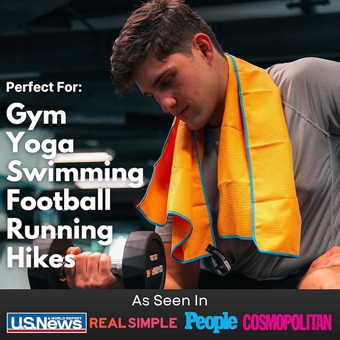 ECCOSOPHY Microfiber Beach Towel – Quick Dry Gym Towel, Highly Absorbent with Ribbed Texture, Lightweight – Ideal for Travel, Pool, Yoga, Fitness & Outdoor Adventures – 60x30 Creamsicle-StrideForce Fitness